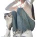 Light Colored Micro Flared Jeans For Women In Autumn, New American Style High Waisted, Loose And Wide Slimming Straight_ecoleips.com