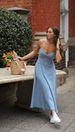 Women's Spaghetti Strap Denim Midi Dress, V-Neck Sleeveless Flowy Long Sundress, Casual A-Line Summer Slip Dress For Daily Streetwear, Elegant Soft De_ecoleips.com