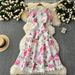Women's Clothing French Vintage Floral Lace Dress – Elegant Wrap Waist & Feminine Fit (S-2XL)_ecoleips.com