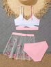 Aria Basics New European American Style Swimsuit Color Blocking, Three-piece Bikini Set With Three-dimensional Butterfly Skirt And_ecoleips.com