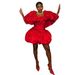 Summer New Red Flower Tulip Dress Waist Cinching African Banquet Short Skirt For Women Elegant_ecoleips.com
