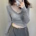 Summer American V-neck Long Sleeved T-shirt Women, Sun Protection Cover Up Lazy And Thin Air-conditioned Shirt, Paired_ecoleips.com