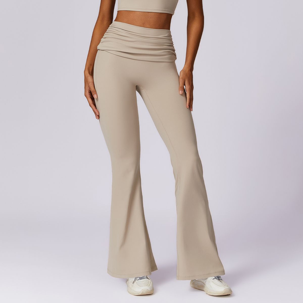 High-Waisted Quick Drying Yoga Pants For Women Hip Lifting Casual Wide Leg Sports Tight Flared Pants With Perky Butt Nude_ecoleips.com