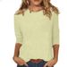 2026 New Cross-Border Women's Round Neck T-Shirt With 7/8 Sleeves In Solid Color_ecoleips.com