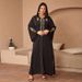 Verve Muslim Ethnic Embroidered Satin Long Sleeve Plus Size Loose Dress Robe_ecoleips.com