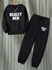 Women’s Clothing Sweater autumn and winter plus velvet thick round neck suit women's clothing fashion letter printing 0019 printing_ecoleips.com