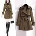 Petite Women's Trench Coat – Slim-Fit Mid-Length British Style Jacket For Casual & Office Wear, Lightweight Polyester, Belted Waist_ecoleips.com