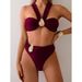 Women's Clothing Women's Bikini Swimsuit Sexy Fashion Metal Accessory Style Quick-Dry Polyester, Modest Coverage, Beach & Pool Ready_ecoleips.com