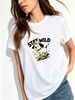 Women Crew Neck Short Sleeve T Shirt Stay Wild Skateboard Puppy Graphic Tee Cartoon Dog Retro Skater Loose Casual Streetwear Summer Tops_ecoleips.com