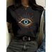 Women’s Clothing Spot Ladies Summer T Shirt Printing Fashion Casual Cute Short Sleeve Women's Eye Print Short Sleeve T Shirt_ecoleips.com