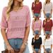 Women's Clothing New Round Neck Hollow Short Sleeved Sexy Top Knitted Hook Sweater_ecoleips.com