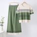 Women's Clothing Fashion Knitted Suit Summer New Style Temperament Contrast Color Top High Waist Slim Wide Leg Pants Two Piece Suit_ecoleips.com