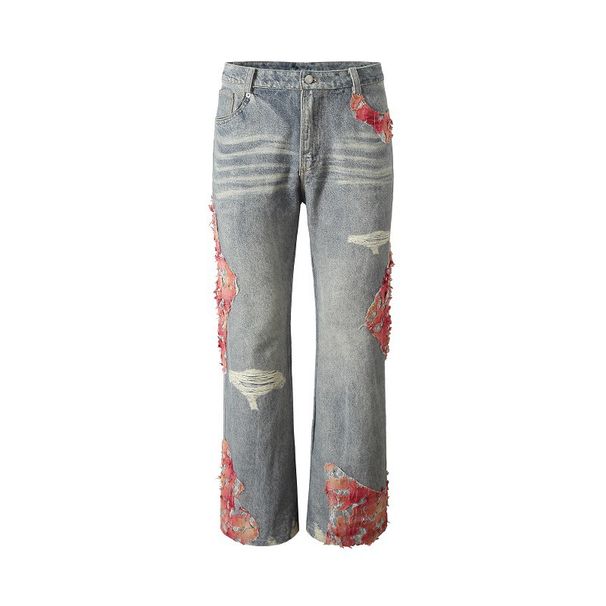 Patchwork Jeans For Women – Trendy Wide-Leg Denim Pants With Relaxed Fit & Unique Design Flattering High Waist_ecoleips.com