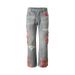 Patchwork Jeans For Women – Trendy Wide-Leg Denim Pants With Relaxed Fit & Unique Design Flattering High Waist_ecoleips.com