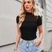 Women's Clothing High Collar Double Layer Mesh Short Sleeve Top_ecoleips.com
