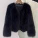 Trendy Women’s Faux Fox Fur Coat, V-Neck Elegant Blouse, Winter Casual & Office Wear In Milk Tea, Cocoa & Black_ecoleips.com