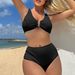 Women's Clothing New Style Solid Color Sexy Special Fabric High Waist Split Swimsuit_ecoleips.com