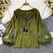 Bohemian Embroidered Linen Shirt – Loose-Fit Ethnic Print Blouse For Women (Spring & Fall)_ecoleips.com