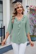 Elegant V-Neck Chiffon Blouse With Ruffled Hem & Flowy Sleeves – Breathable & Stylish Women's Top_ecoleips.com