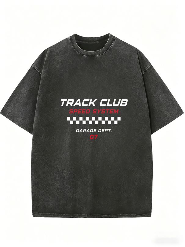 Women’s Retro Washed Oversized Tee, Casual Street Fashion T-Shirt For Daily Urban Wear_ecoleips.com
