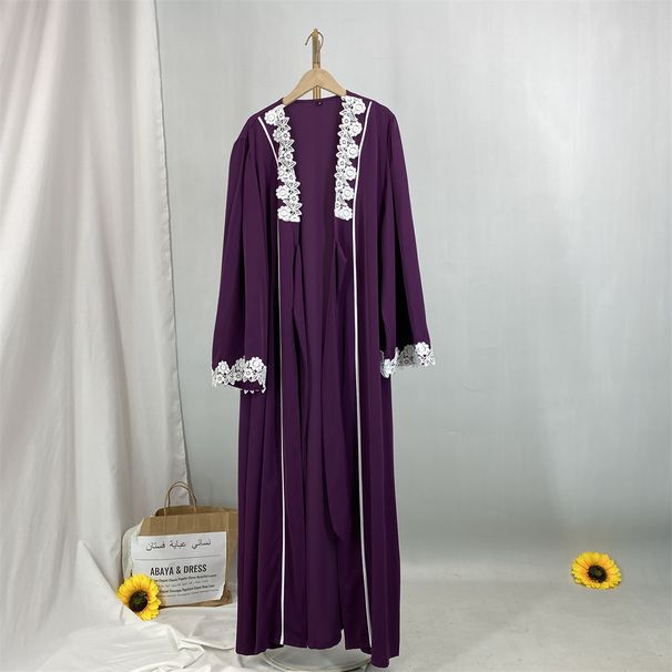 The Middle East New Fashion Lace Cardigan Gown Dress Dubai Arab Hot Women's Dress_ecoleips.com