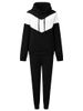 Women's Casual Hooded Color Block Two Piece Set Trendy Drawstring Long Sleeved Spring Autumn_ecoleips.com