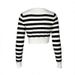 Aria Basics Aria Basics New Vintage Striped Knit T-shirt For Women On Europe And America, Sexy Long-sleeved Cropped With Exposed Midriff,_ecoleips.com