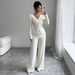 Autumn/Winter Casual Sportswear Set for Women Slimming High Waisted Knit Sweater Wide Leg Pants Two Piece Workout Clothes_ecoleips.com