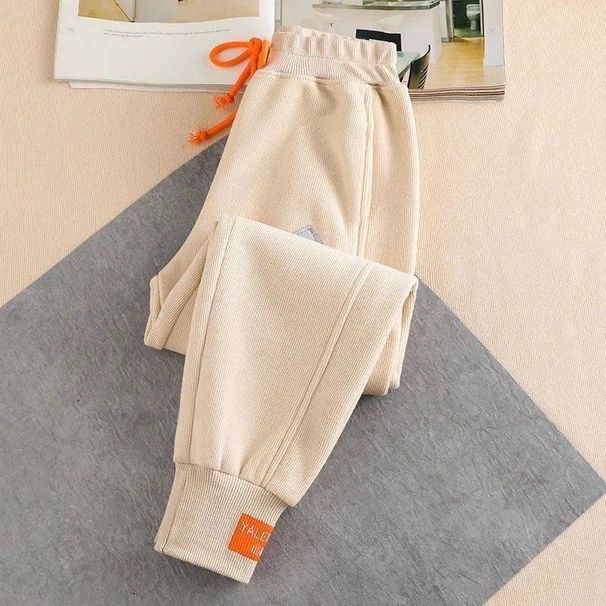 Women's Clothing Loose Threaded Cuffs Harem Pants Women Autumn And Winter Plus Velvet Trousers_ecoleips.com