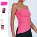 Women's Clothing With Chest Pads Sexy Hot Girl Strapless Solid Color Side Slit Tube Top Yoga Clothes_ecoleips.com