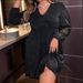 Plus Size V-Neck Party Dress - Elegant Long Sleeve Bodycon Dress For Women (0XL-5XL)_ecoleips.com