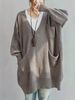 Women Plus Size Lightweight Breathable V Neck Oversized Knit Tunic Long Sleeve Multi Pockets Loose Knit Sweater_ecoleips.com