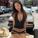 Women's Backless Halter Neck Polka Dot Top Fashionable Sexy Summer Tank Top Regular Fit Polyester_ecoleips.com