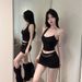 American Chic Metal Ring Asymmetric Camisole Sexy Backless Slimming Bodycon Skirt Set For Women Summer_ecoleips.com