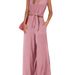2024 European American Fashion Women's Summer 2-Piece Set: Cap Sleeve V-Neck Tie-Waist Short Top And Wide-Leg Pants_ecoleips.com