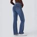 High Waist Stretch Washed Jeans – Cat Whisker Distressed Denim Pants | Straight Leg Trousers With Comfortable Elasticity_ecoleips.com