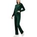 Women's Gold Velvet Two Piece Set Fall Winter Wide Leg Pants With Zipper Hooded Sweatshirt_ecoleips.com