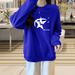 Women's Oversized Fleece Lined Thickened American Retro Sweatshirt Autumn/Winter New Popular Lazy Top Style 2023_ecoleips.com