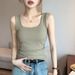 K New Women's Wide Shoulder Vest, U-Neck Underwear Top, Sleeveless Chiffon Vest_ecoleips.com