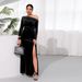 Women's Clothing Sexy Celebrity Style Dress Autumn And Winter Banquet Temperament One Shoulder Slit Long Skirt_ecoleips.com