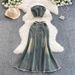 Women's Clothing Raw Edge Denim Tube Top With Internet Celebrity Photogenic High School Long Skirt Two Piece Suit_ecoleips.com