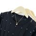 Women's Beaded Crew Neck Knit Sweater Openwork Design Gentle Style Summer_ecoleips.com