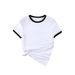 2025 Summer Black White Contrasting Color Match Casual Slimming Women's T-shirt Simple And Versatile Top_ecoleips.com