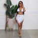 YM53035 Women's Handmade Crochet Hollow Tassel Strapless Sexy Short Dress Two-Piece Set_ecoleips.com