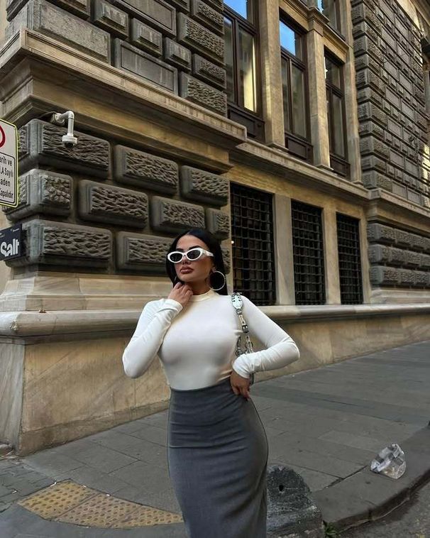Aria Basics Aria Basics European American Fashion Spring And Autumn Long-sleeve Half-high Collar T-shirt, Sexy Tight-fitting Top, Slim-fit_ecoleips.com