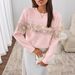 Embroidered Floral Round-Neck Sweater For Women – Plus Size Elegant Pullover With Beaded Detailing & Jacquard Texture (White/Beige/Pink/Black)_ecoleips.com