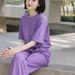 Women's Pure Cotton Two Piece Sportswear Set Korean Style Fashionable Casual Loose Flattering Summer Style Cross Border_ecoleips.com