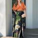 Women's Clothing Women's Suit Fashion Casual V Neck Loose Printed Top Wide Leg Long_ecoleips.com