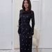 Women's Elegant Long Sleeve Printed Dress Slim Fit Ruffle Waist European Style Autumn New 2025_ecoleips.com