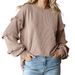 K New Women's Lantern Sleeve Round Neck Lace Sleeve Pullover Top_ecoleips.com